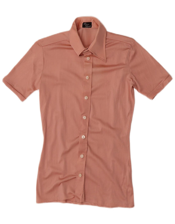 Vintage Mens Short Sleeve Shirt XS Pink