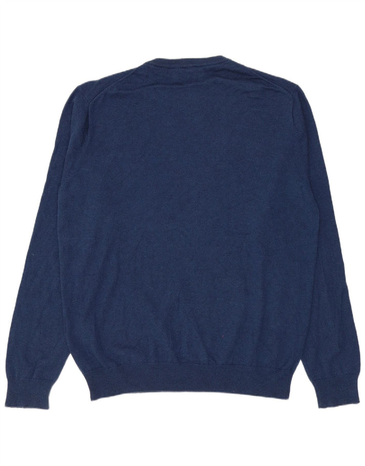 GANT Mens Crew Neck Jumper Sweater Large Navy Blue Cotton