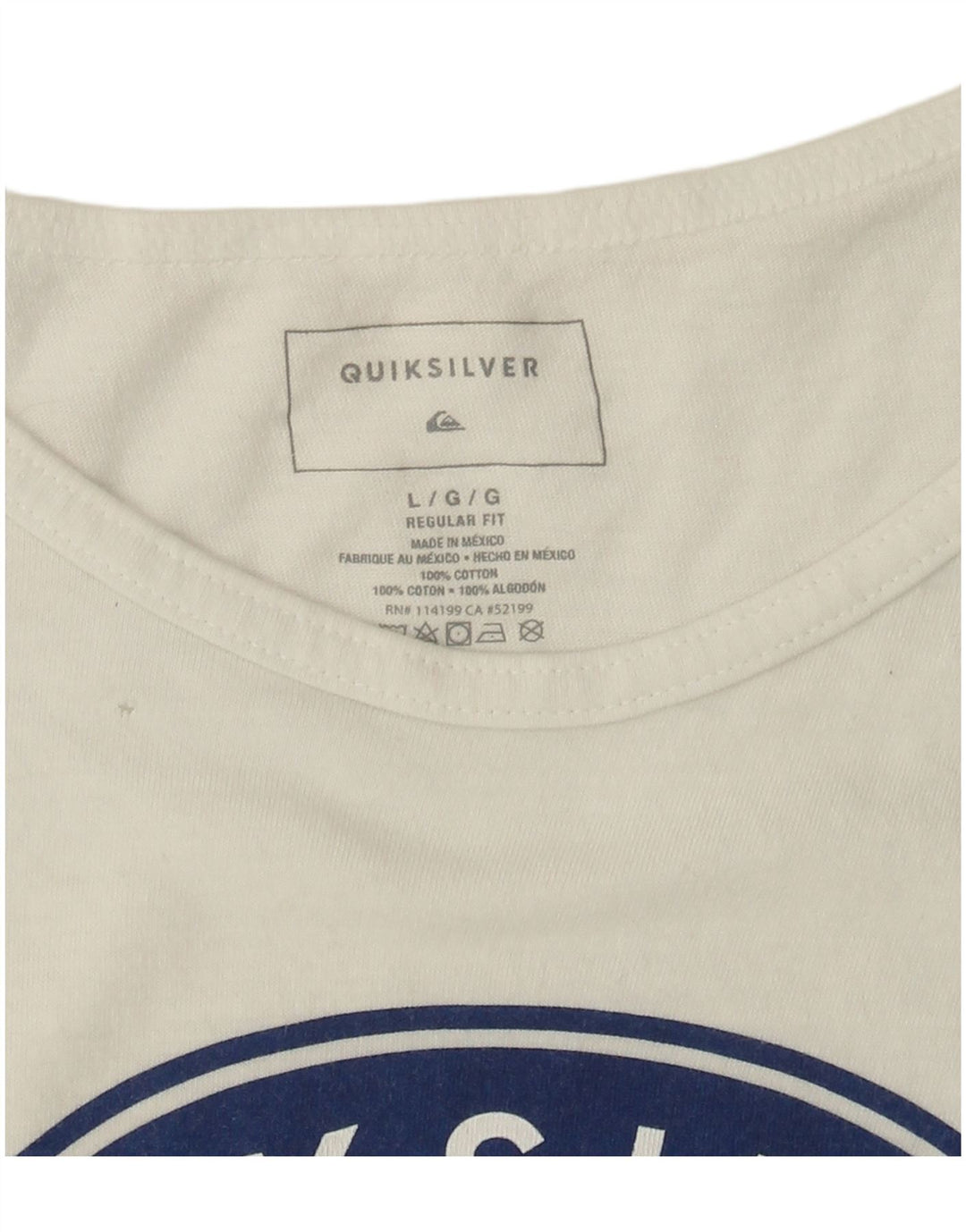 Quiksilver Mens Graphic Vest Top Large White Cotton