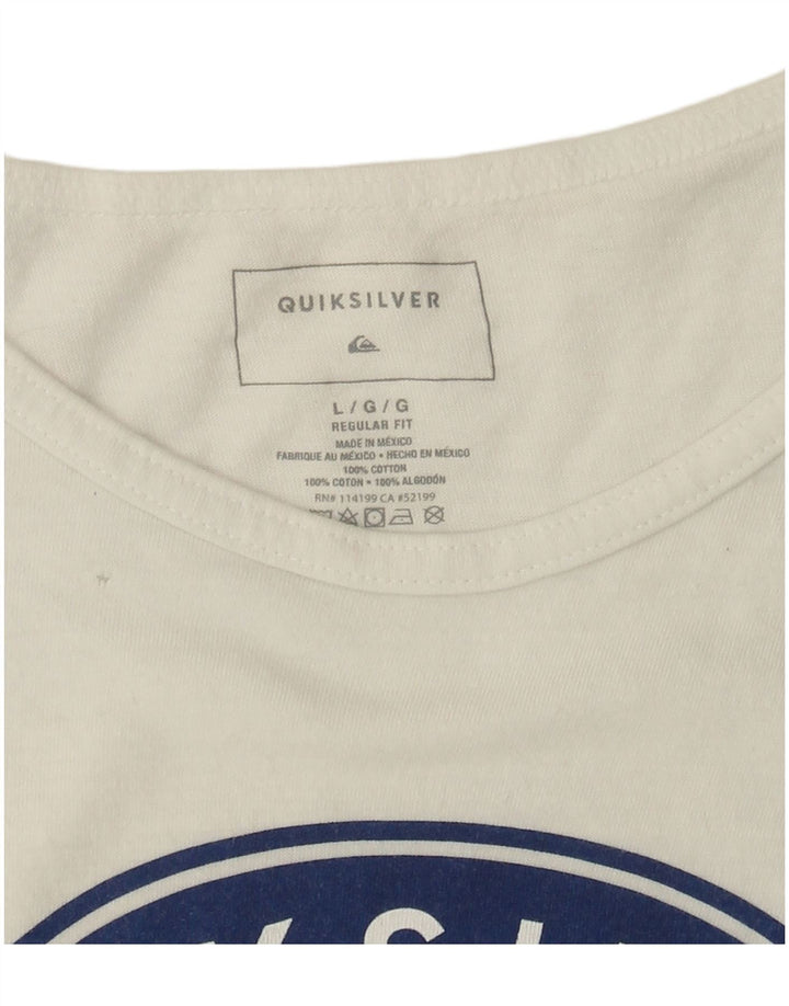 Quiksilver Mens Graphic Vest Top Large White Cotton