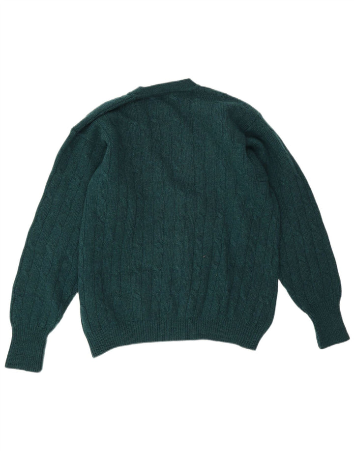 Vintage Mens Cardigan Sweater IT 50 Medium Green Wool