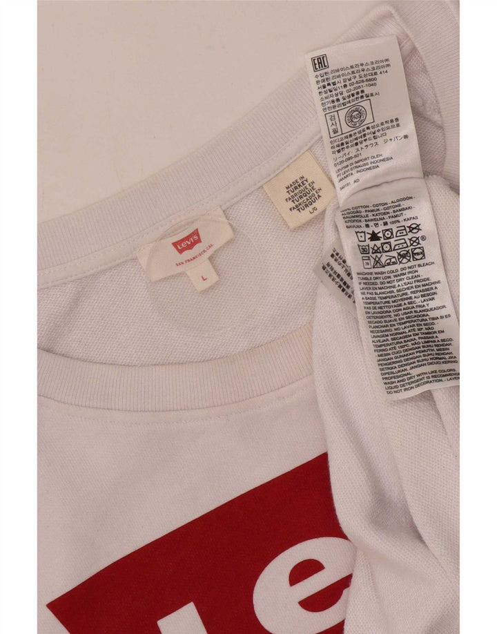 Levi's Womens Graphic Oversized Sweatshirt Jumper UK 16 Large White Cotton