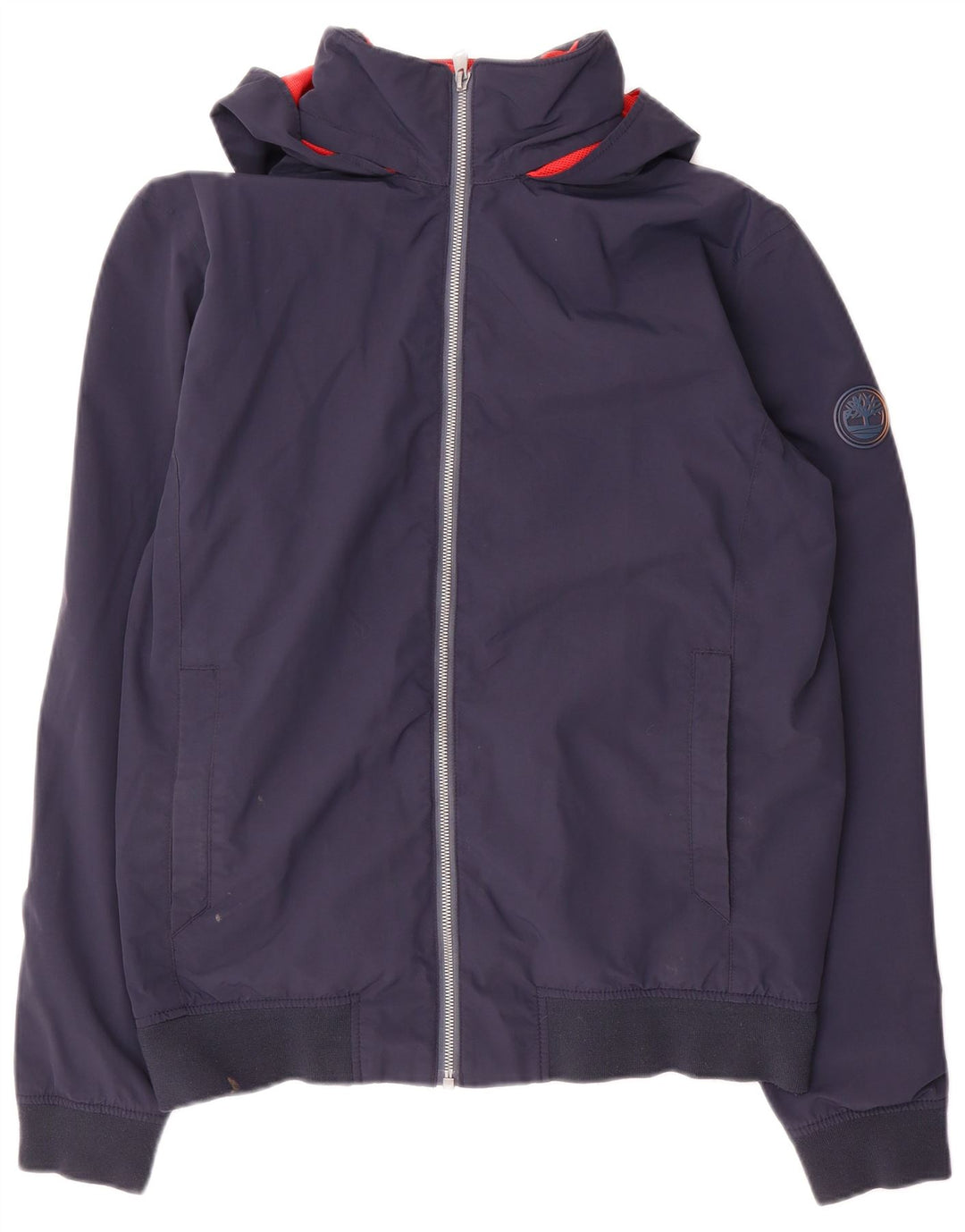 Timberland Mens Hooded Bomber Jacket UK 38 Medium Navy Blue