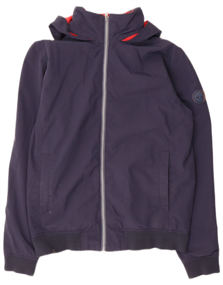 Timberland Mens Hooded Bomber Jacket UK 38 Medium Navy Blue