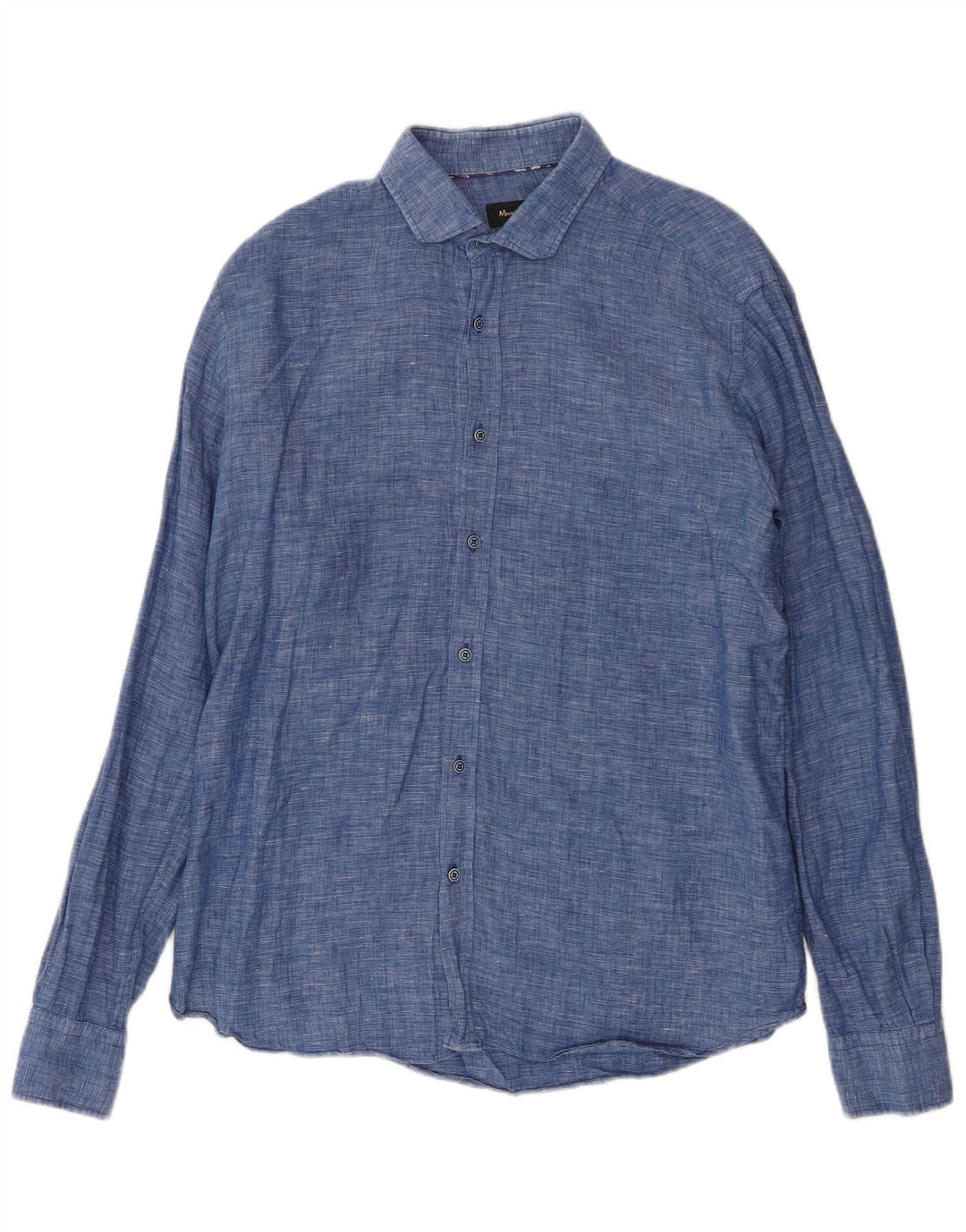 Massimo Dutti Mens Shirt XL Blue Linen