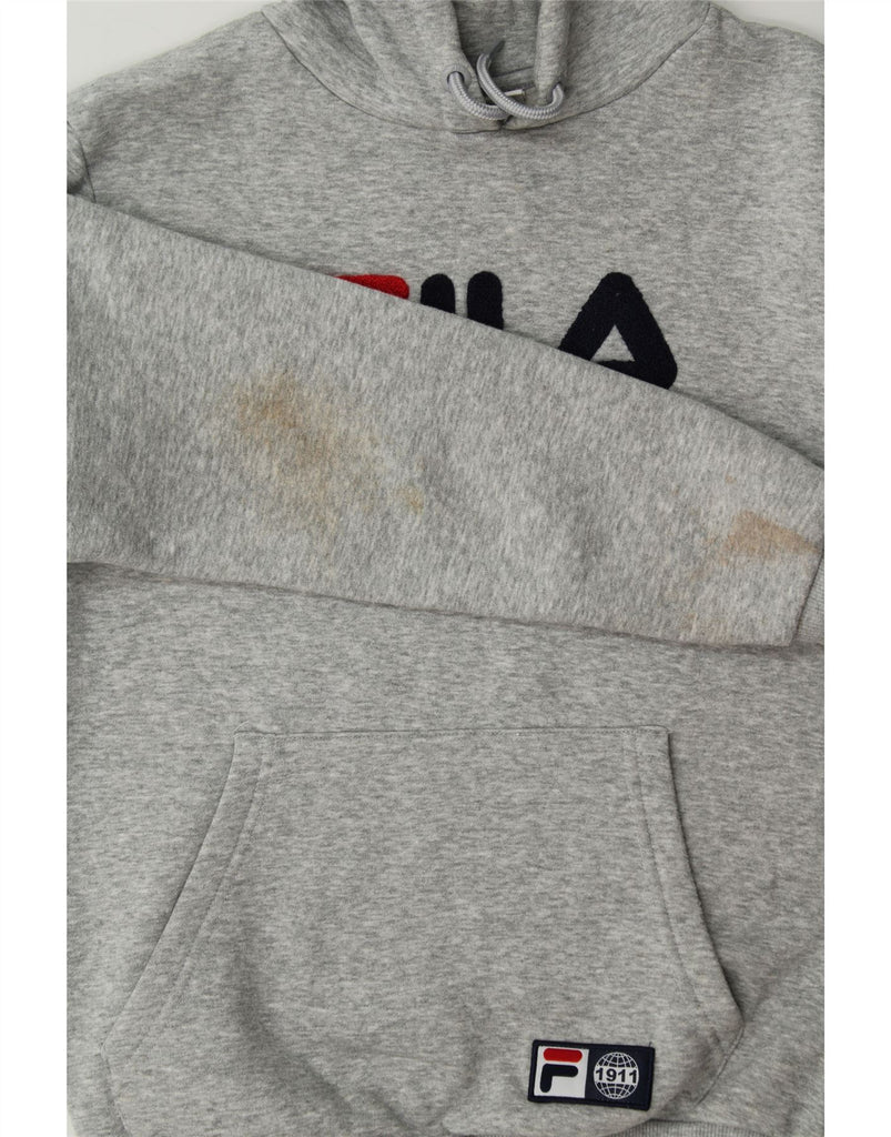 FILA Mens Graphic Hoodie Jumper XS Grey Cotton Vintage Fila and Second-Hand Fila from Messina Hembry 
