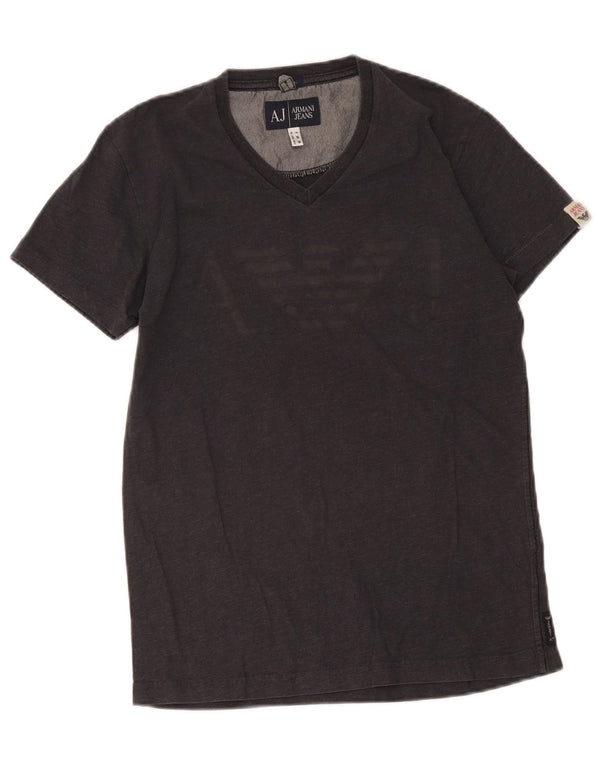 Armani Jeans Womens Graphic T-Shirt Top UK 6 XS Grey