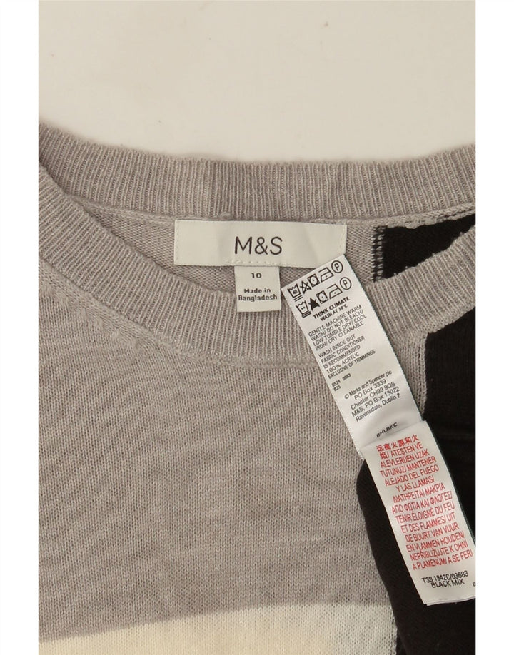 Marks & Spencer Womens Boat Neck Jumper Sweater UK 10 Small Grey
