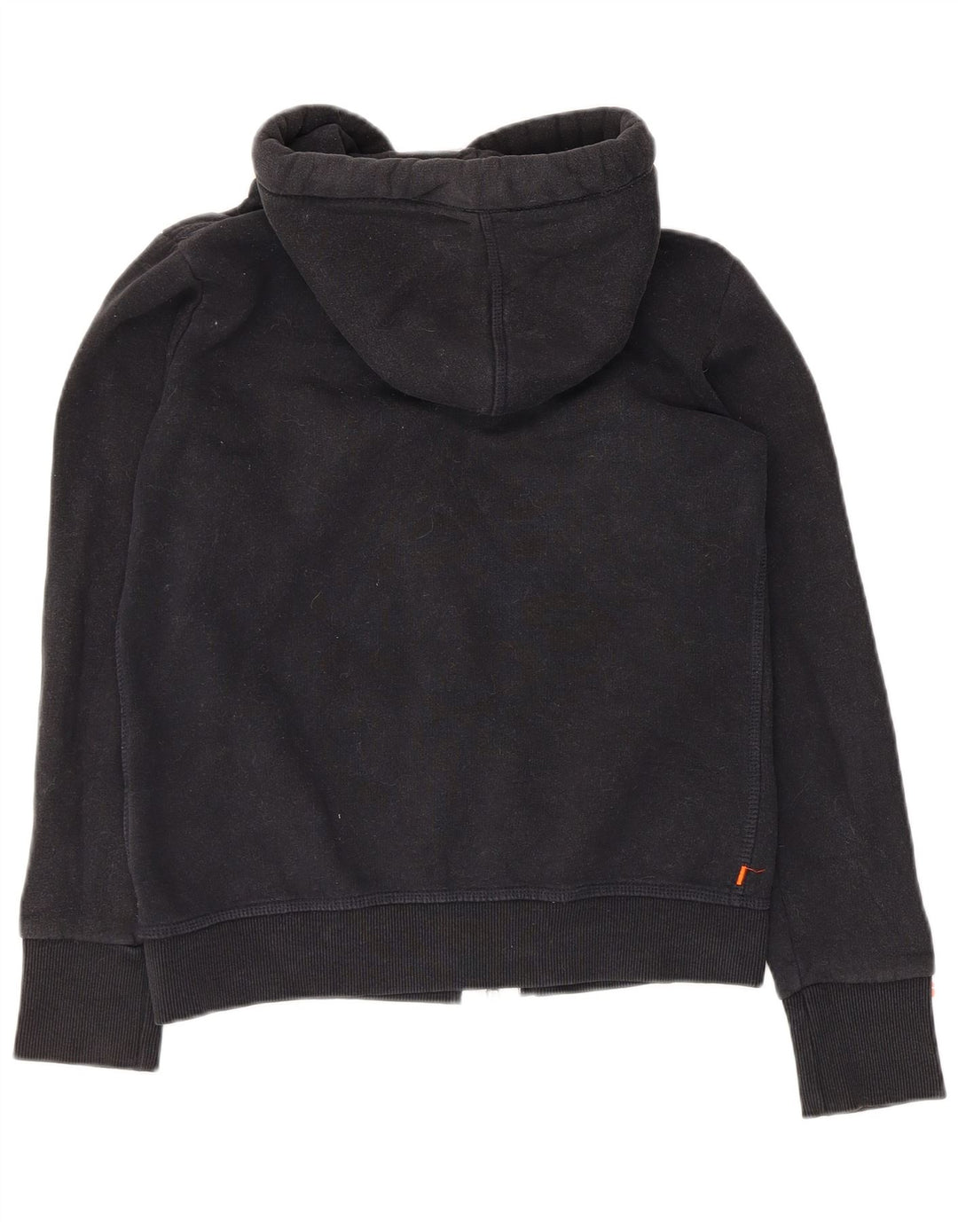 Superdry Womens Zip Hoodie Sweater UK 12 Medium Black Cotton