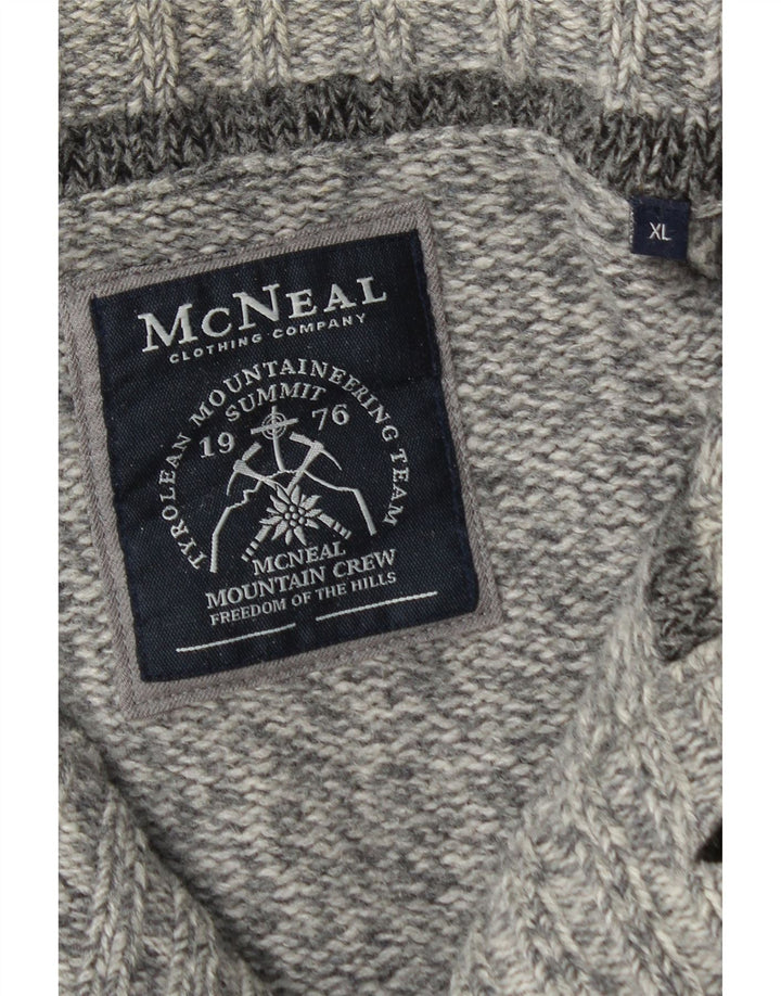 McNeal Mens Cardigan Sweater XL Grey Flecked Lambswool