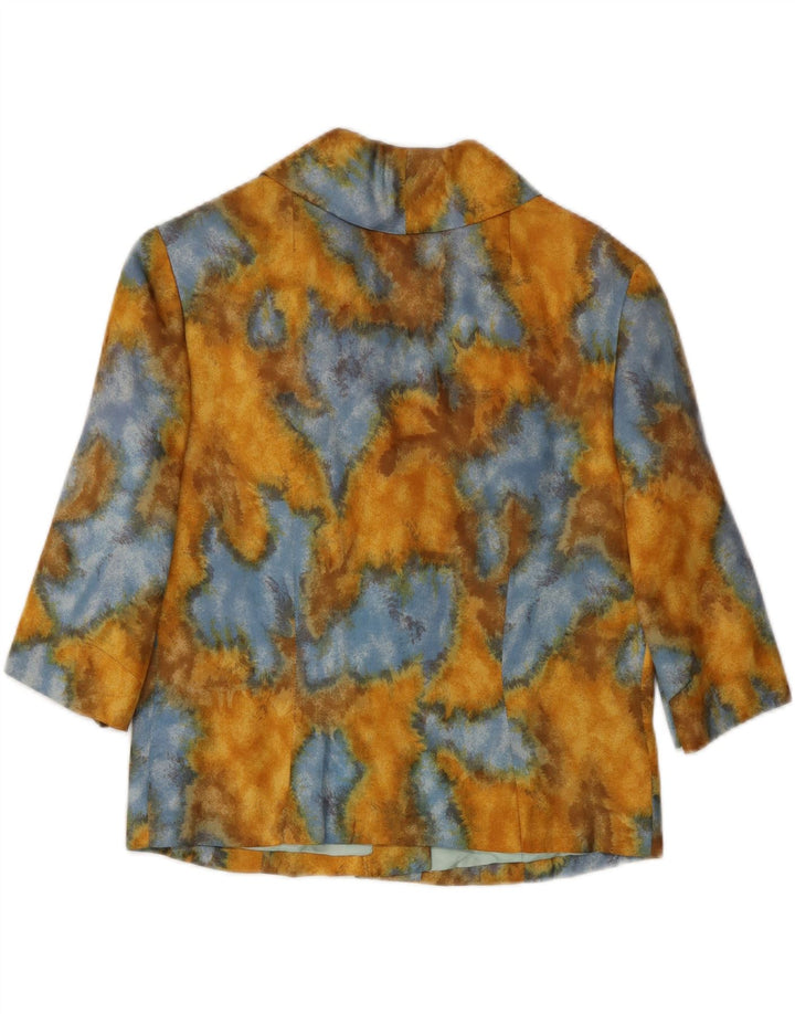 VINTAGE Womens 3 Button Blazer Jacket UK 10 Small Yellow Tie Dye Vintage Vintage and Second-Hand Vintage from Messina Hembry 