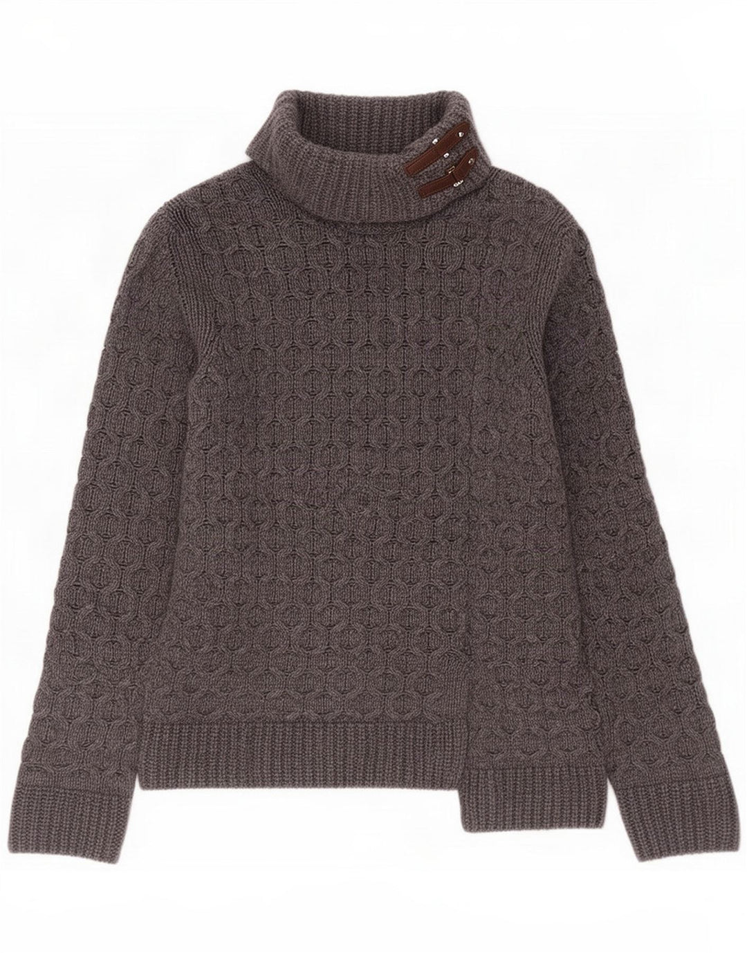 Massimo Dutti Womens Roll Neck Jumper Sweater UK 14 Medium Grey Wool