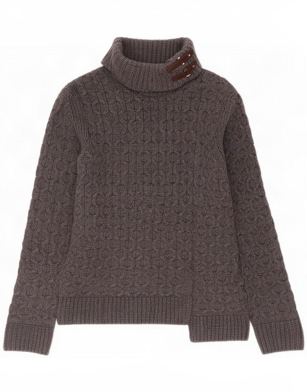 Massimo Dutti Womens Roll Neck Jumper Sweater UK 14 Medium Grey Wool
