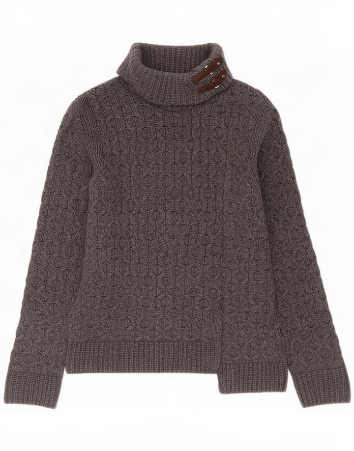 Massimo Dutti Womens Roll Neck Jumper Sweater UK 14 Medium Grey Wool