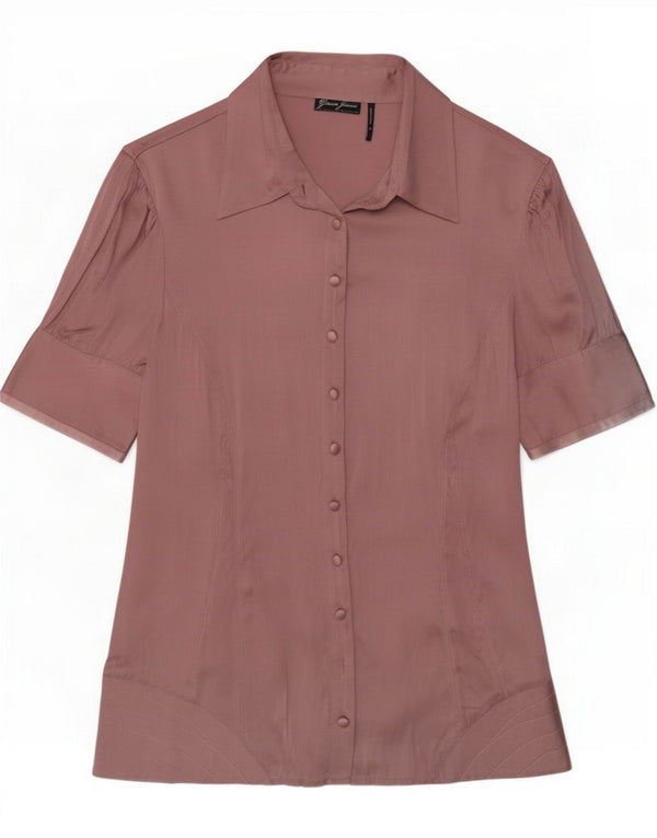 Guess Womens Short Sleeve Shirt Blouse UK 12 Medium Pink Silk