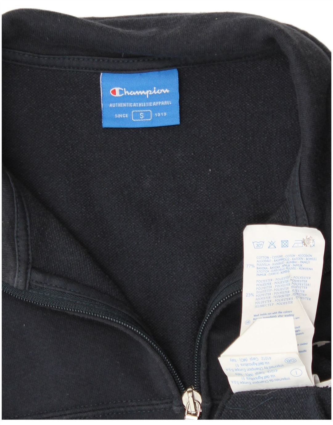 Champion Mens Tracksuit Top Jacket Small Navy Blue Cotton