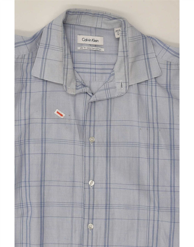 CALVIN KLEIN Mens Slim Fit Shirt Size 42 Large Blue Check Cotton Vintage Calvin Klein and Second-Hand Calvin Klein from Messina Hembry 