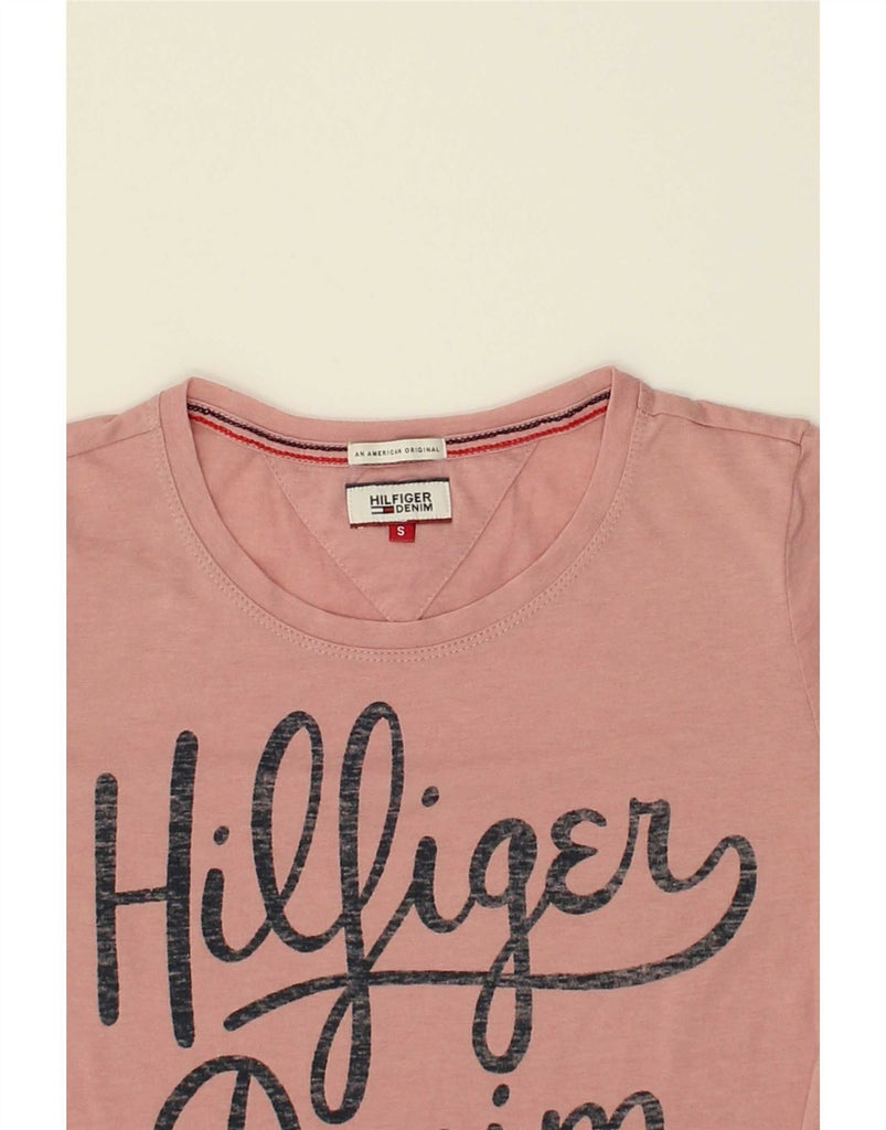 TOMMY HILFIGER Womens Graphic T-Shirt Top UK 8 Small Pink Vintage Tommy Hilfiger and Second-Hand Tommy Hilfiger from Messina Hembry 