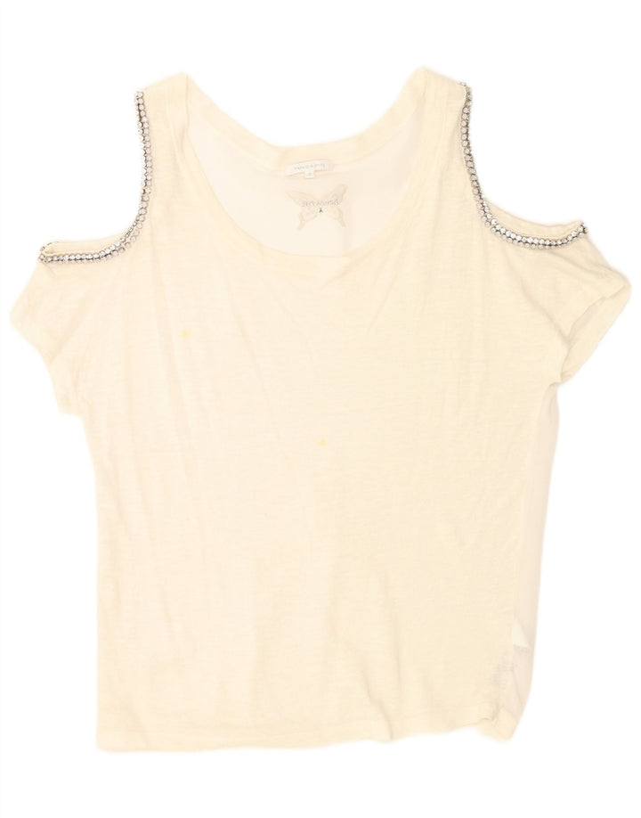Patrizia Pepe Womens Oversized Off Shoulder Top US 2 XS White Flax