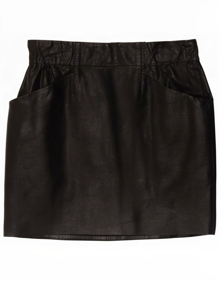 Zara Womens Faux Leather Mini Skirt Small W26 Black Polyurethane