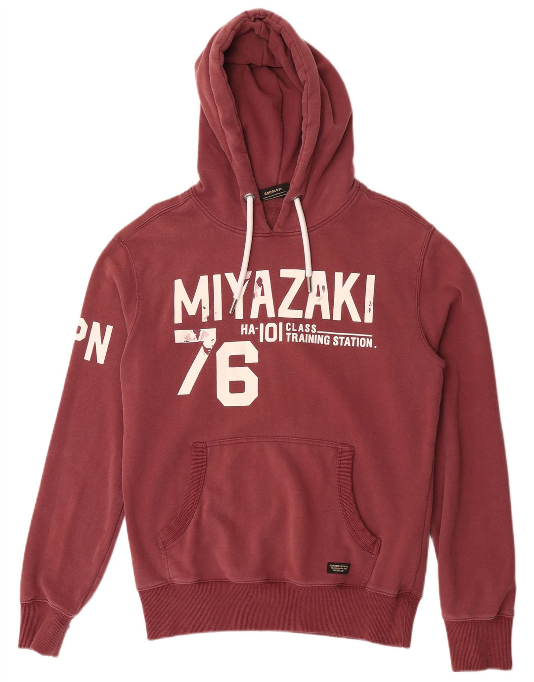 Superdry Mens Graphic Hoodie Jumper Medium Burgundy Cotton