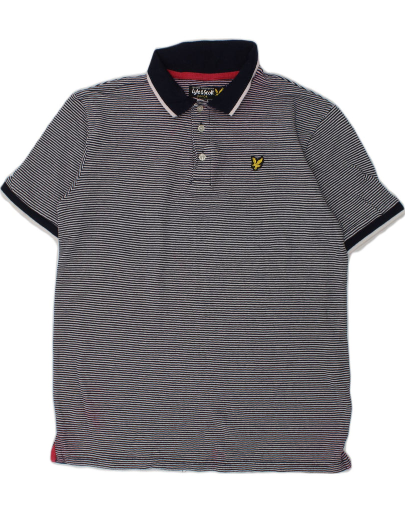 LYLE & SCOTT Boys Polo Shirt 14-15 Years Black Striped | Vintage Lyle & Scott | Thrift | Second-Hand Lyle & Scott | Used Clothing | Messina Hembry 