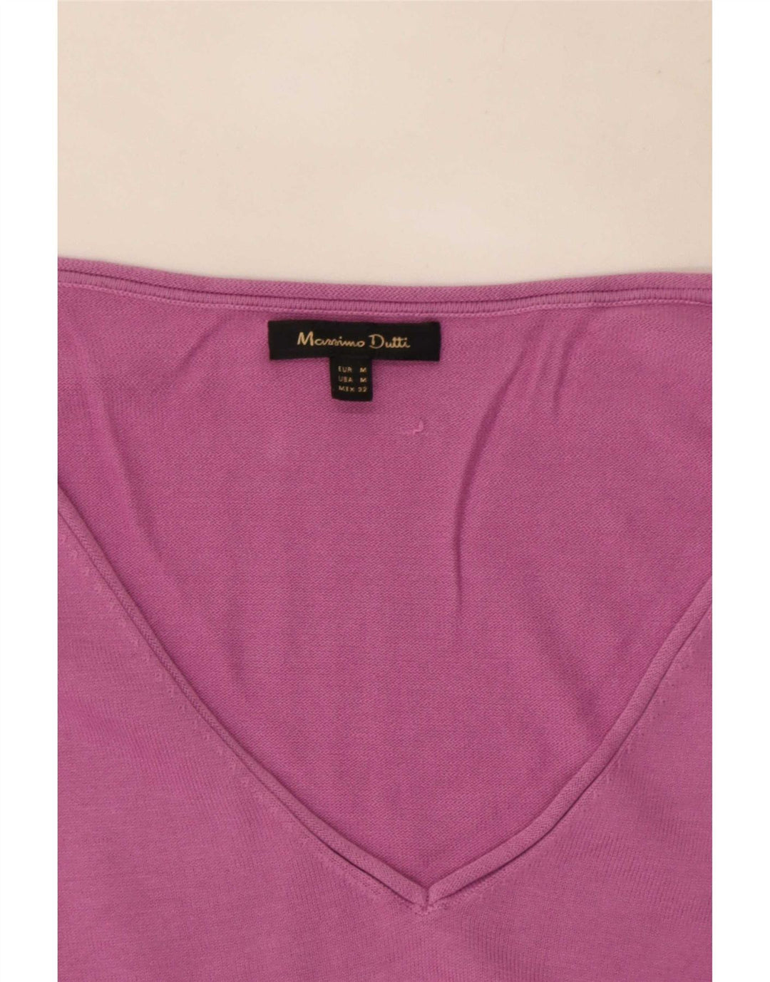 Massimo Dutti Womens V-Neck Jumper Sweater UK 14 Medium Pink