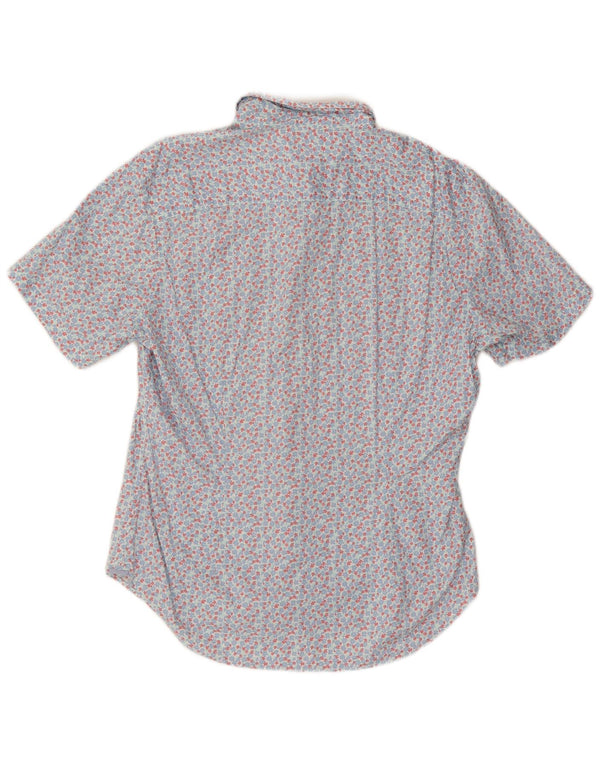 BONOBOS Mens Athletic Fit  Short Sleeve Shirt Large Blue Floral Cotton