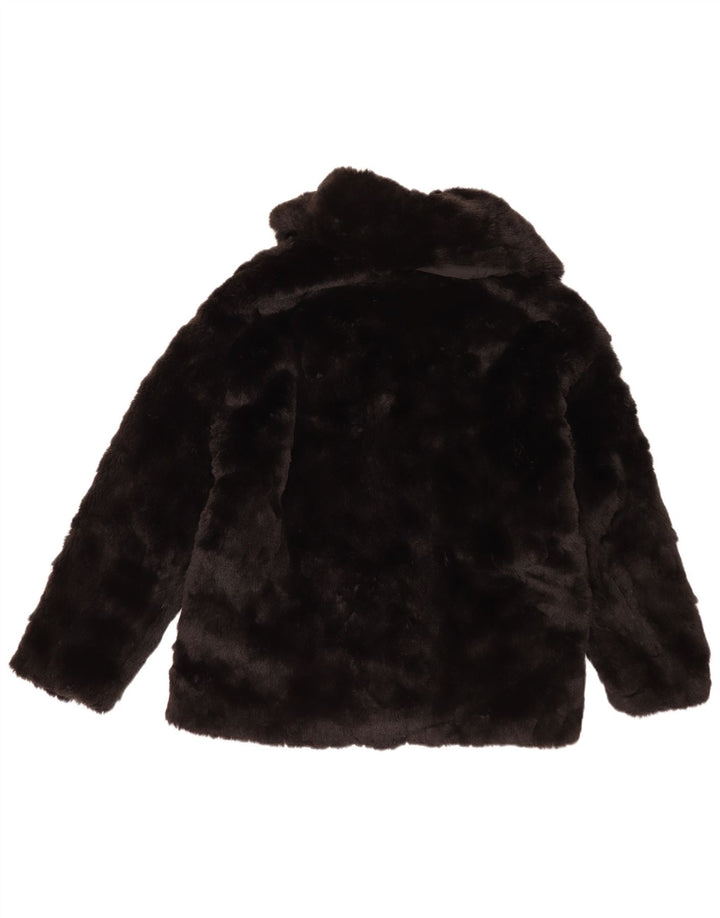 Zara Womens Faux Fur Jacket UK 14 Large Black Polyester