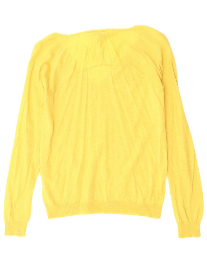Hobbs Womens V-Neck Jumper Sweater UK 12 Medium  Yellow Wool