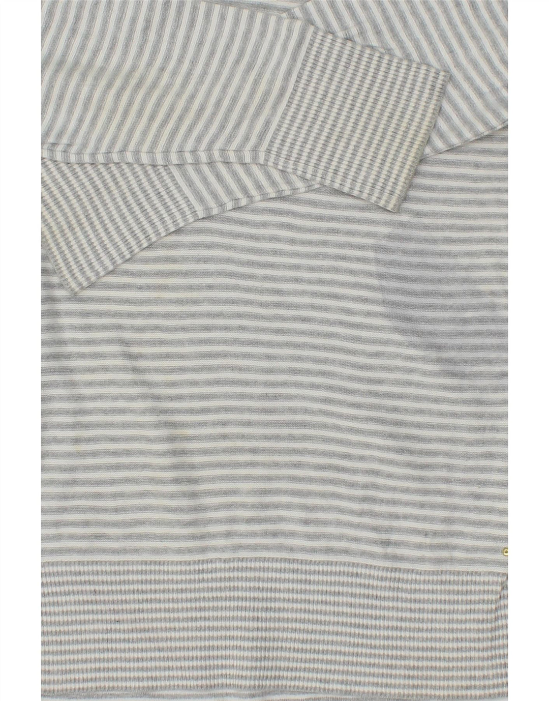 TOMMY HILFIGER Womens V-Neck Jumper Sweater UK 14 Medium Grey Striped Vintage Tommy Hilfiger and Second-Hand Tommy Hilfiger from Messina Hembry 