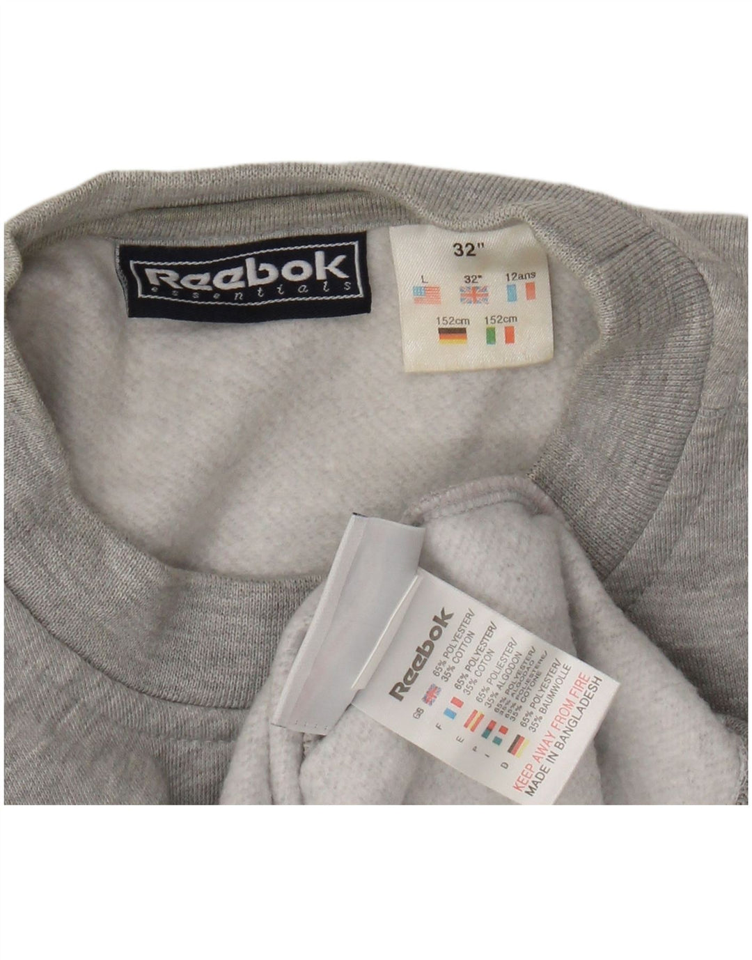 REEBOK Boys Sweatshirt Jumper 11-12 Years Grey Polyester