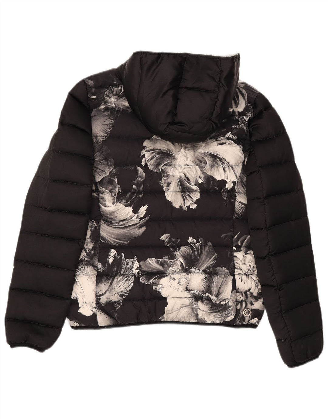 Colmar Womens Graphic Hooded Padded Jacket IT 44 Medium Black Floral