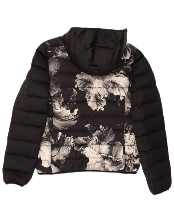 Colmar Womens Graphic Hooded Padded Jacket IT 44 Medium Black Floral