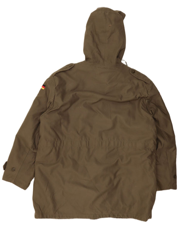 Vintage Mens Hooded Sherpa Parka Jacket IT 58 4XL Khaki Cotton