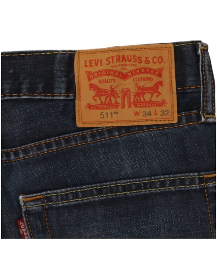 Levi's Mens 511 Slim Jeans W34 L32 Navy Blue Cotton