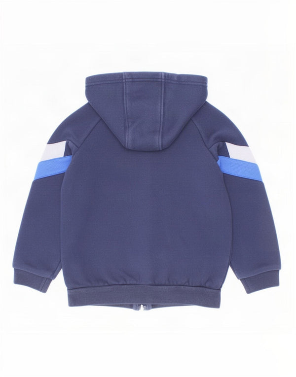 Adidas Boys Zip Hoodie Sweater 3-4 Years Navy Blue Colourblock Cotton
