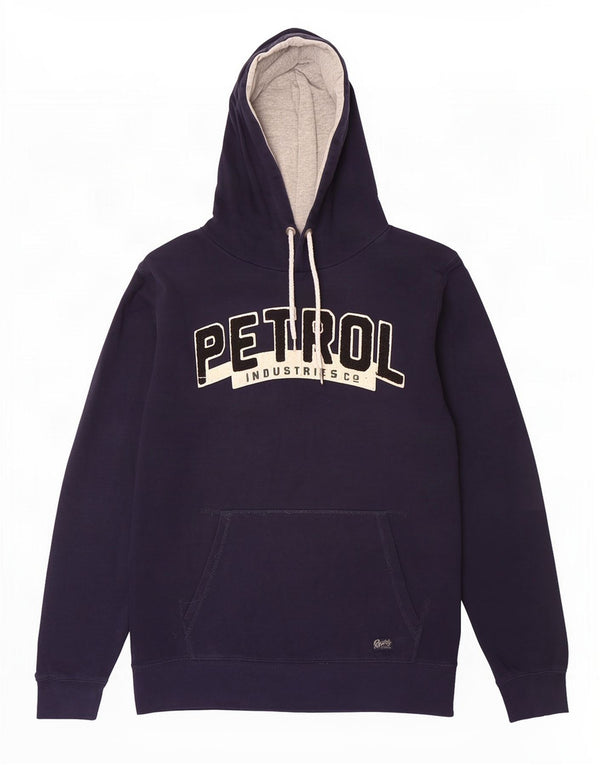 Petrol Industries Mens Graphic Hoodie Jumper Small Navy Blue Cotton
