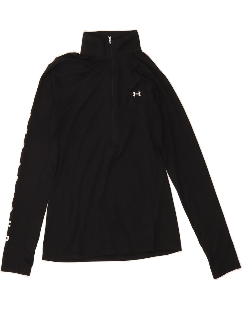 UNDER ARMOUR Womens Graphic Pullover Tracksuit Top UK 10 Small Black Vintage Under Armour and Second-Hand Under Armour from Messina Hembry 