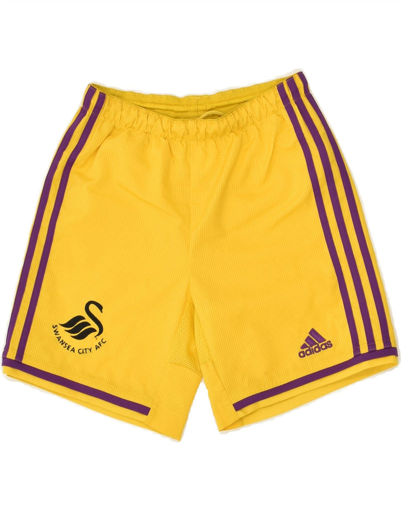 ADIDAS Boys Graphic Sport Shorts 9-10 Years Medium Yellow Polyester | Vintage Adidas | Thrift | Second-Hand Adidas | Used Clothing | Messina Hembry 