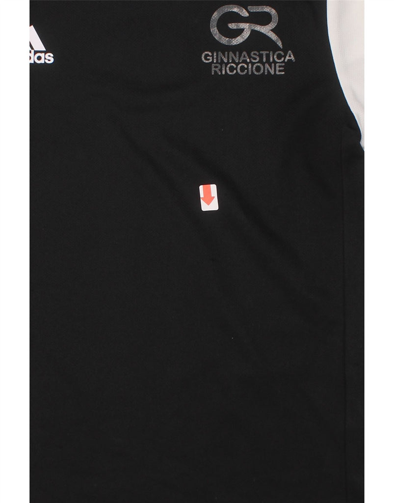 ADIDAS Boys Climalite Graphic T-Shirt Top 9-10 Years Black Colourblock Vintage Adidas and Second-Hand Adidas from Messina Hembry 