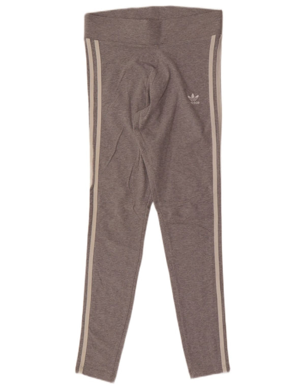 Adidas Womens Leggings UK 10 Small  Grey Flecked Cotton