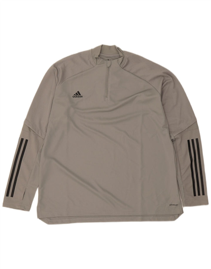 Adidas Womens Aeroready Zip Neck Pullover Tracksuit Top UK 24/26 2XL Grey