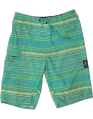 VOLCOM Boys Swimming Shorts 13-14 Years Turquoise Striped