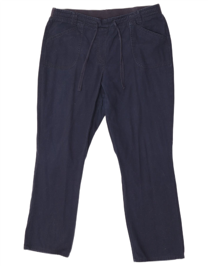 Traders Womens Straight Trousers UK 16 Large W36 L29 Navy Blue
