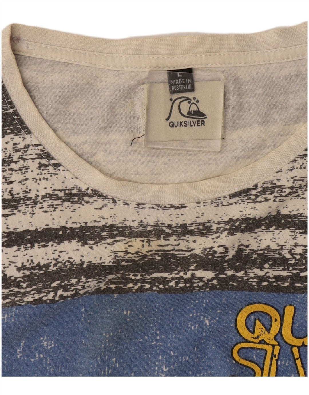Quiksilver Mens Graphic T-Shirt Top Large Grey Striped