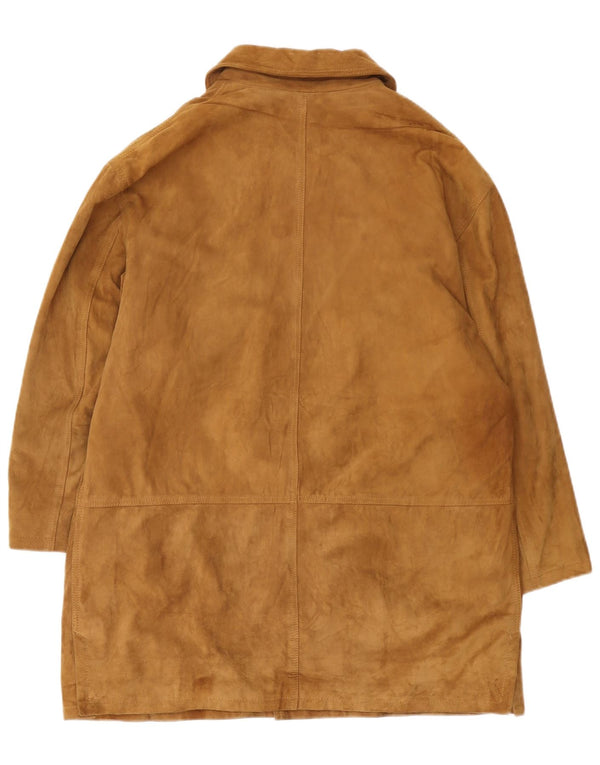 Vintage Mens Suede Overcoat IT 54 2XL Brown Leather