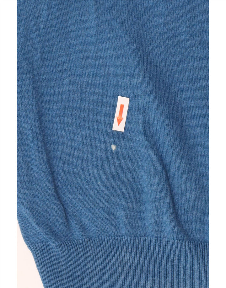 MARKS & SPENCER Mens V-Neck Jumper Sweater Small Blue Cotton