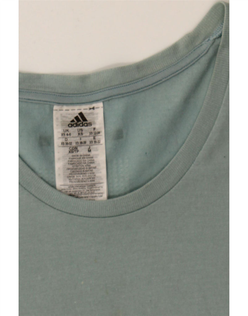 ADIDAS Womens T-Shirt Top UK 4/6 XS Blue Polyester Vintage Adidas and Second-Hand Adidas from Messina Hembry 