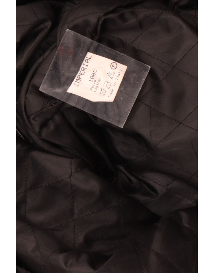 Vintage Mens Leather Coat UK 40 Large Black Leather